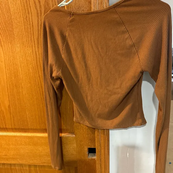 Wild Fable Rust Ribbed Long Sleeve Top - Image 2