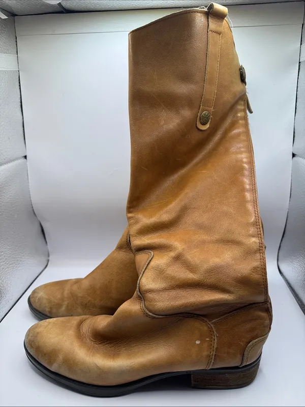Sam Edelman Penny Tall Riding Boots Cognac Leather Zip Equestrian Boots Size 6 - Image 2