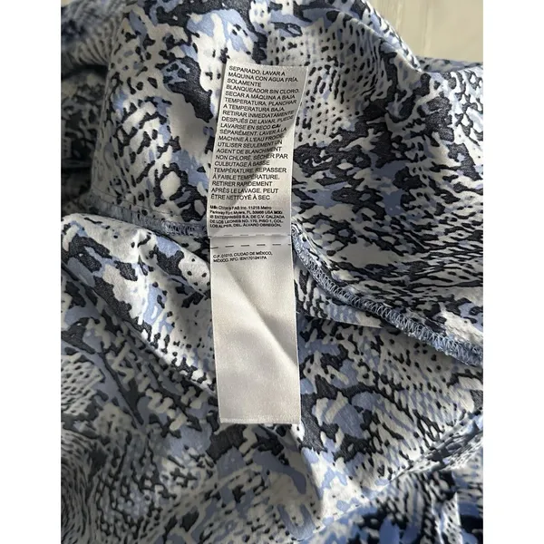Chico's Blue Veil Snake Print Smocked Puff Sleeve Midi Dress W/ Pockets Size 0 - Image 15