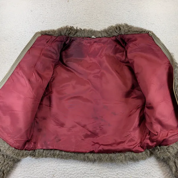Vintage Brown Faux Fur Cropped Jacket Zip Up Collared Coat Womens Small 60s 70s - Image 4