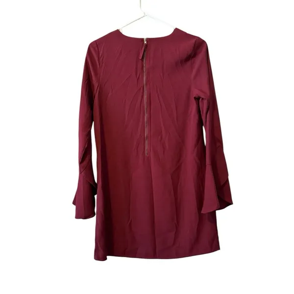 Naked Zebra Burgundy Dress Style# MD110145 Size Small Flare Sleeves‎ Modern Boho - Image 2