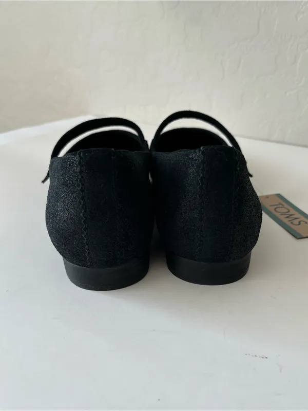 Toms Bianca Ballet Mary Jane Flats Black Metallic Suede NEW NWT Size 8.5 - Image 5