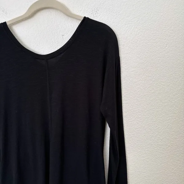 [Zella] Heathered Black Amare Ruched Front V-Neck Long Sleeve T-Shirt Sz Medium - Image 8