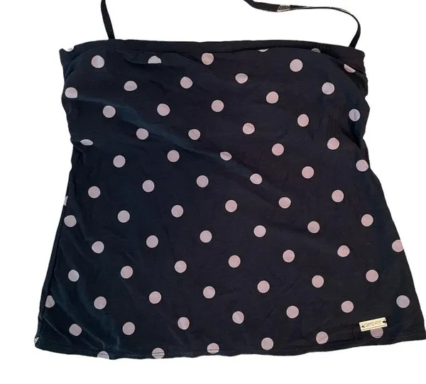 DKNY Swim Bathing Suit Top only Black with Gray Polka dots Loose Fit Small - Image 6