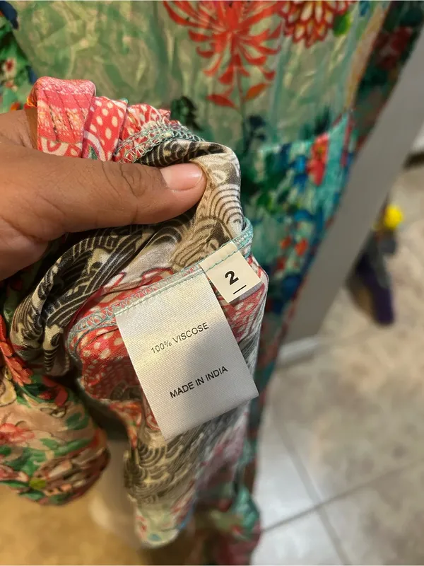 Vibrant Floral Tiered Maxi Dress in Teal and Coral - Image 13