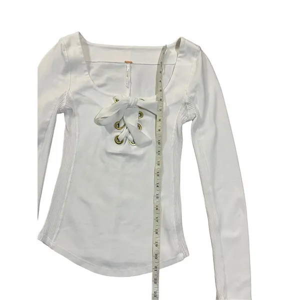 Free People White Looking Back‎ Lace-Up Top sz XS - Image 11
