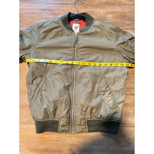GAP Women’s Bomber Jacket XS Olive Green‎ Nylon Orange Lining Military Style - Image 7