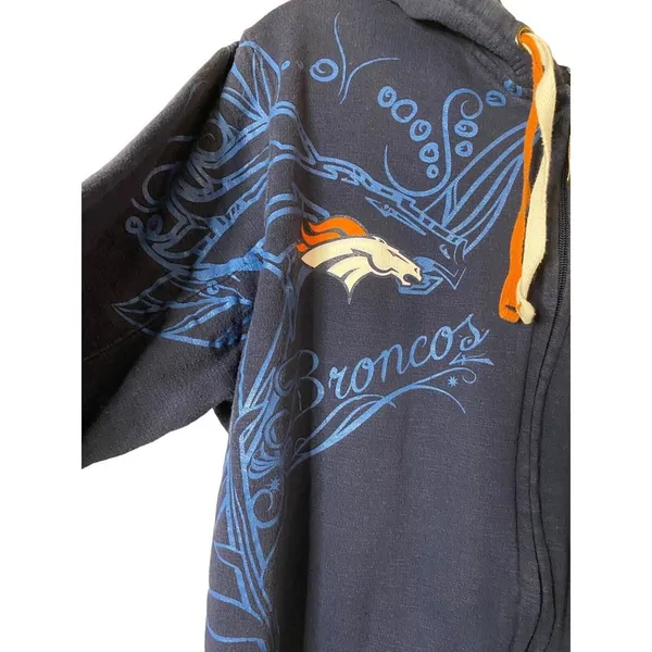NFL Team‎ Apparel Denver Broncos NFL Women's Full Zip Up Hoodie Sz S (PTP 19") - Image 6