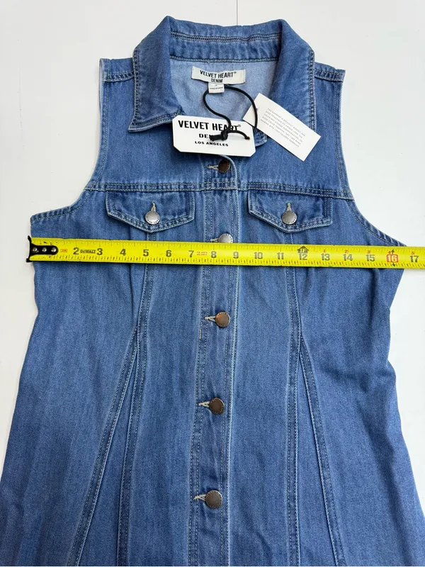 Velvet Heart Blue Sleeveless Button-Front Denim Midi Dress size S - Image 6
