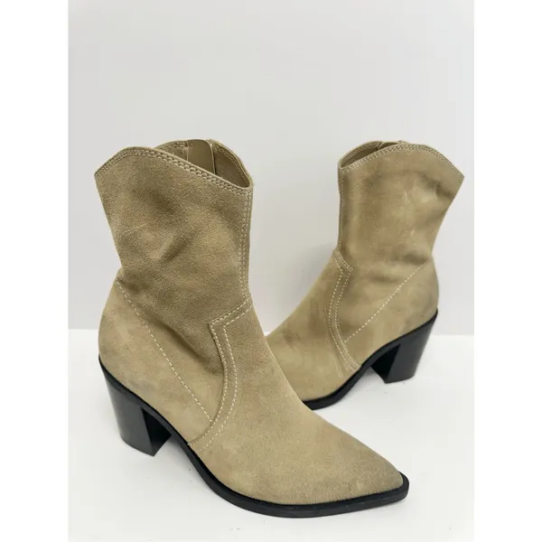 BP. Surina Western Boot in Tan Smoke Size‎ 5.5 Leather Block Heel Pointed Toe - Image 6
