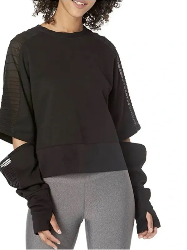 Alo Yoga Womens Trend Long Split Sleeve Top mesh Cropped Large - Image 2