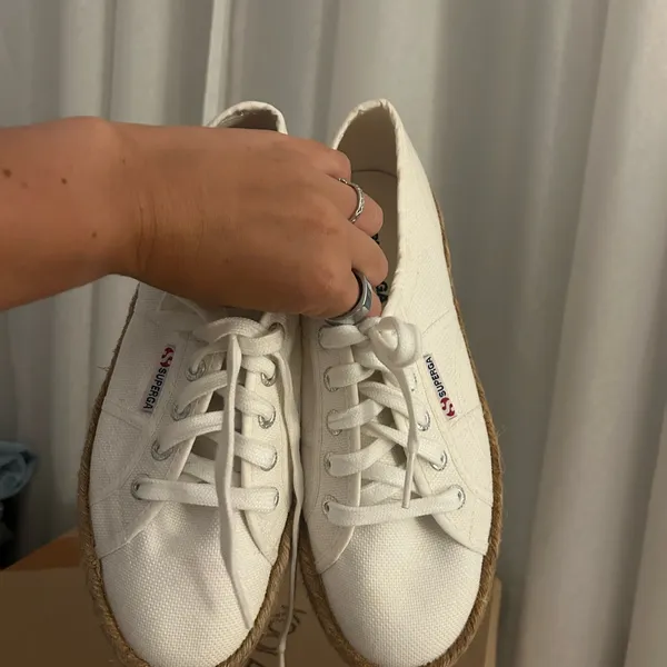 Superga White Canvas Platform Espadrilles - Image 6