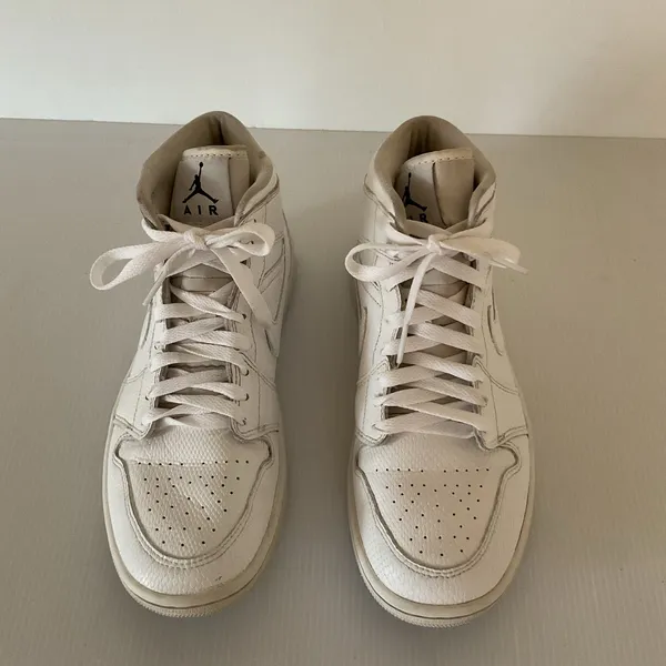 Air Jordan 1 Mid Triple White Women’s 8 Youth 8Y BQ6472-110 Leather Sneakers - Image 7