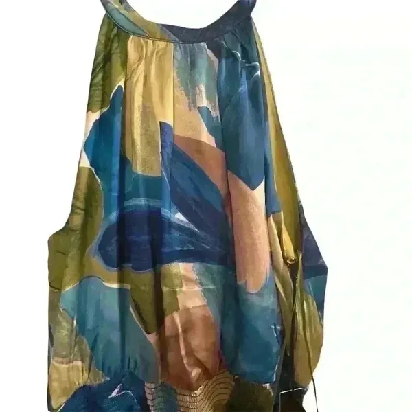 Nicole Miller Women's Sleeveless Halter Maxi Dress M‎ Multicolor Formal - Image 8