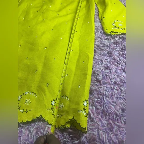 Saks 5th Avenue Vintage Embroidered Yellow Dress - Image 6