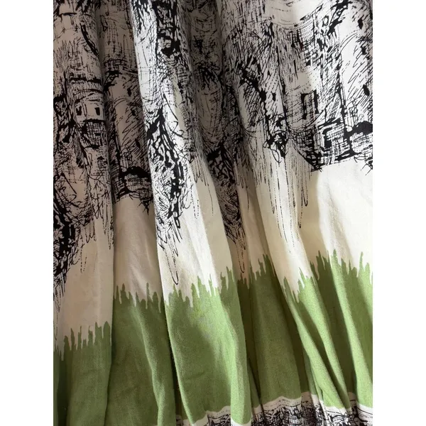 Anthropologie style Green Toile Print Cotton Boho Peasant‎ Skirt Cottagecore - Image 3