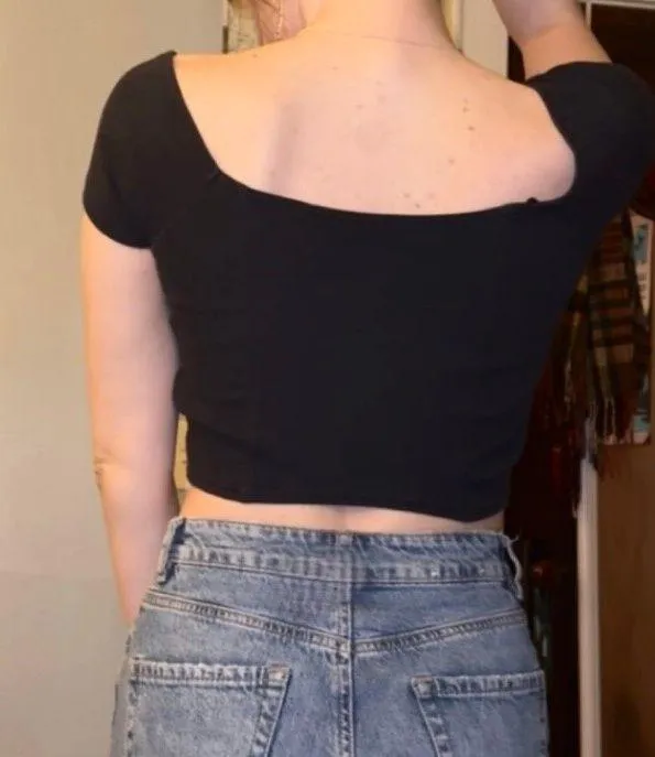 PAC Corset Bow Crop Top Black Size M - Image 5