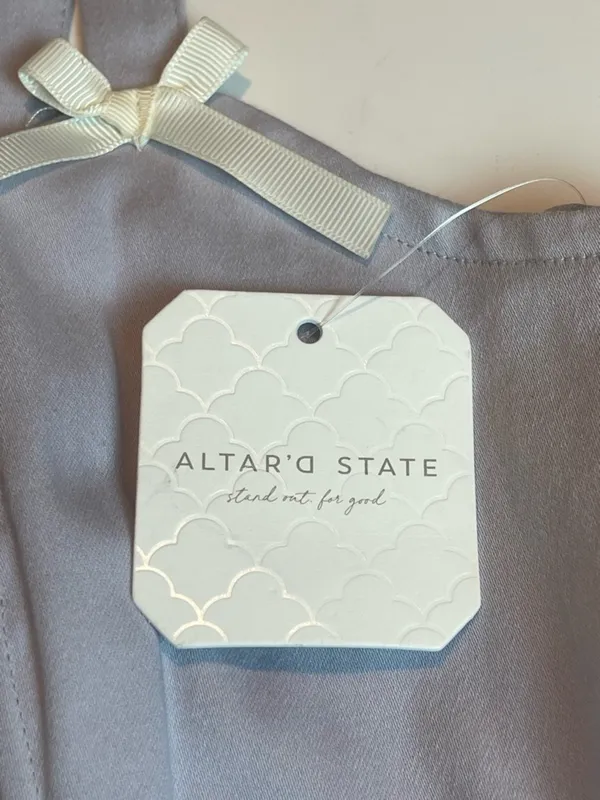 Altar'd State Cotton Corset Top XL Grey Dawn Lace Trim Coquette Balletcore NWT - Image 5