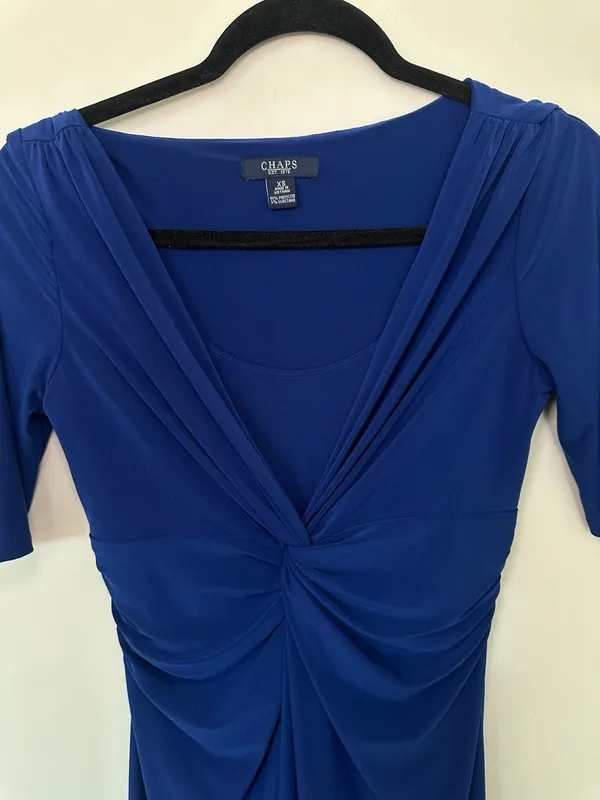 Chaps Royal Blue Twist Front Stretch Jersey Dress XS - Image 3