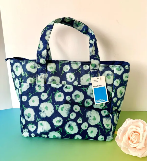 Floral Lunch Tote Blue - Image 4