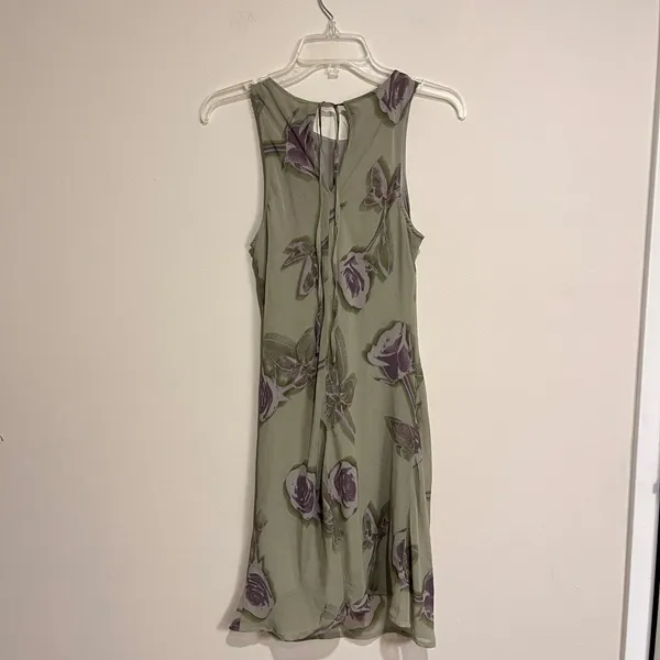 Wild Fable Dress Sleeveless Tank‎ Green Purple Floral Chiffon High Neck Small - Image 2
