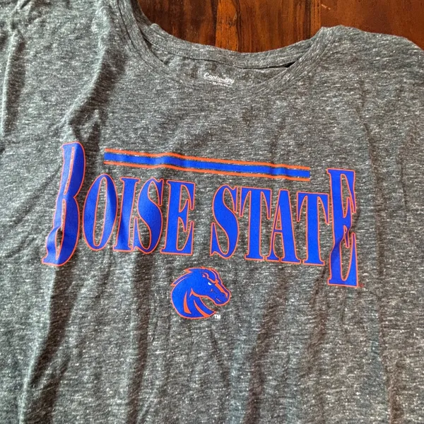 Captivating Boise State Broncos Womens XL‎ Gray Long Sleeve Graphic Tee Shirt - Image 2