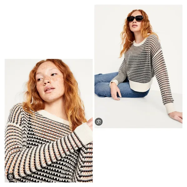 Old Navy Open Stich‎ Sweater Black And White Size Large - Image 3