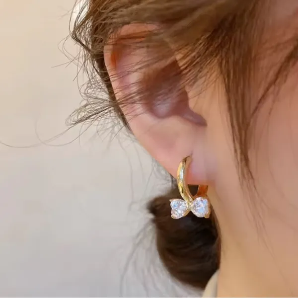 Gold Hoop Bow Earrings - Image 2