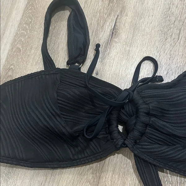 Zaful Black Textured Bikini Set xl - Image 2