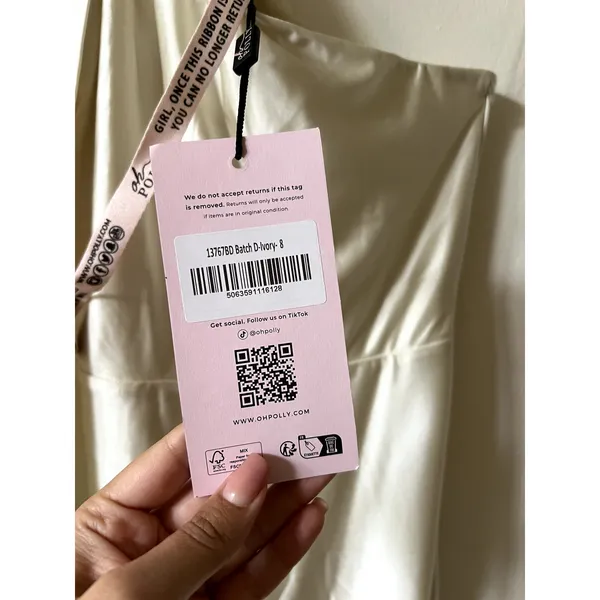Oh Polly Sheril Asymmetric Scarf-Detail Maxi Dress in Ivory Size 4 New - Image 10