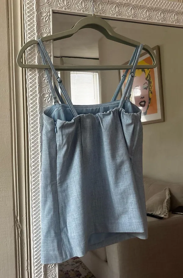 Abercrombie Linen Blend Top Removable Straps Blue - Image 2