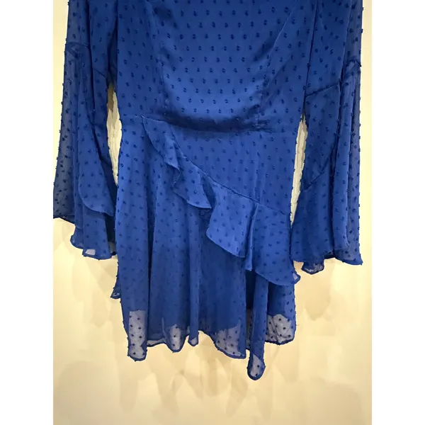 Altar'd State Navy‎ Blue Mini Dress Swiss Dot Ruffle Small Coquette Fairycore - Image 4