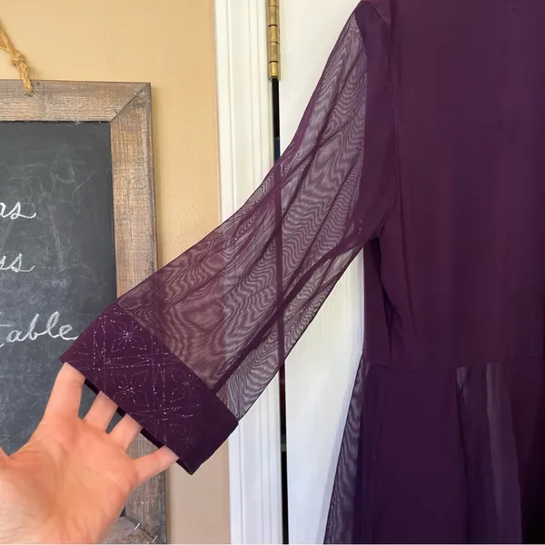 R & M Richards Vintage Open Front Top Duster Sheer Purple Long Sleeve XL Loose - Image 15
