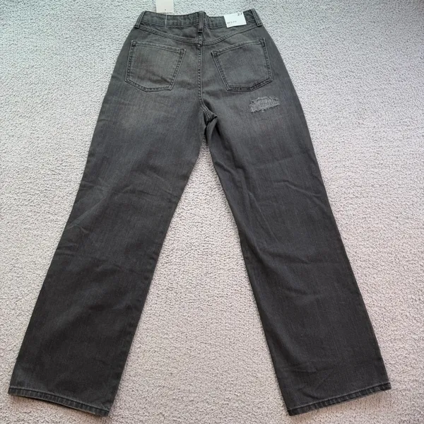 Forever 21 Premium 90s Fit Distressed Jeans Washed Black High Waist 27 Baggy - Image 2