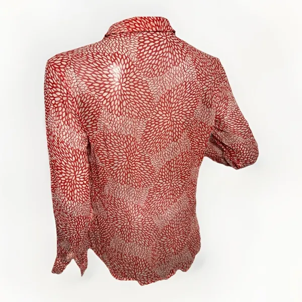 Equipment Femme Sophie Red White Floral Silk Chiffon Button Down Blouse Medium - Image 5