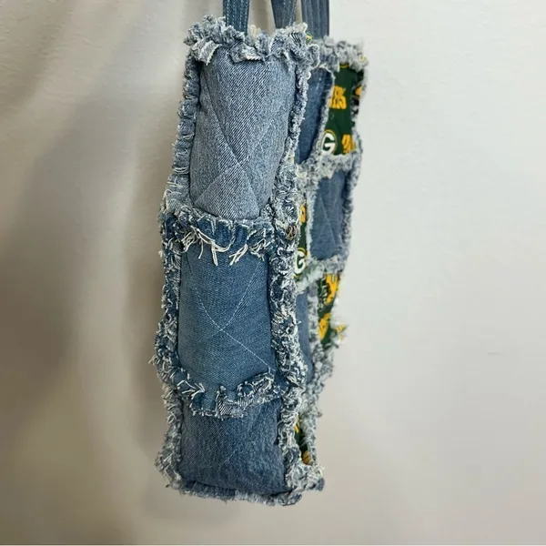 Green Bay Packers Custom Handmade‎ Denim Jeans Patchwork Purse Bag - Image 3