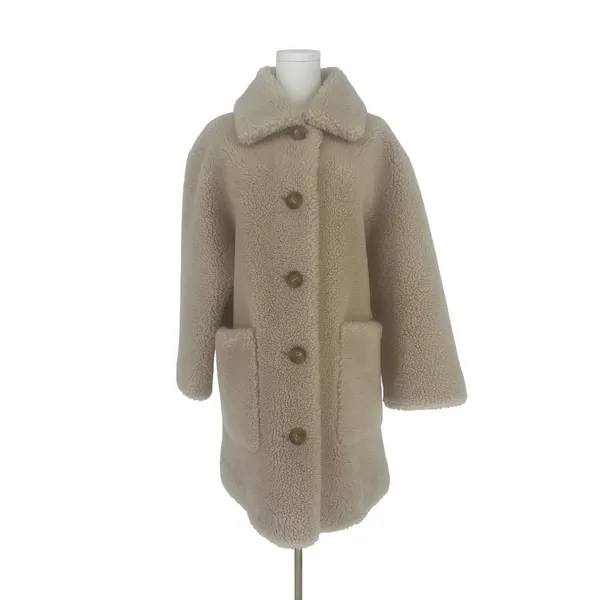Forte Cashmere Beige Teddy Faux Fur Coat‎ Size M - Image 2