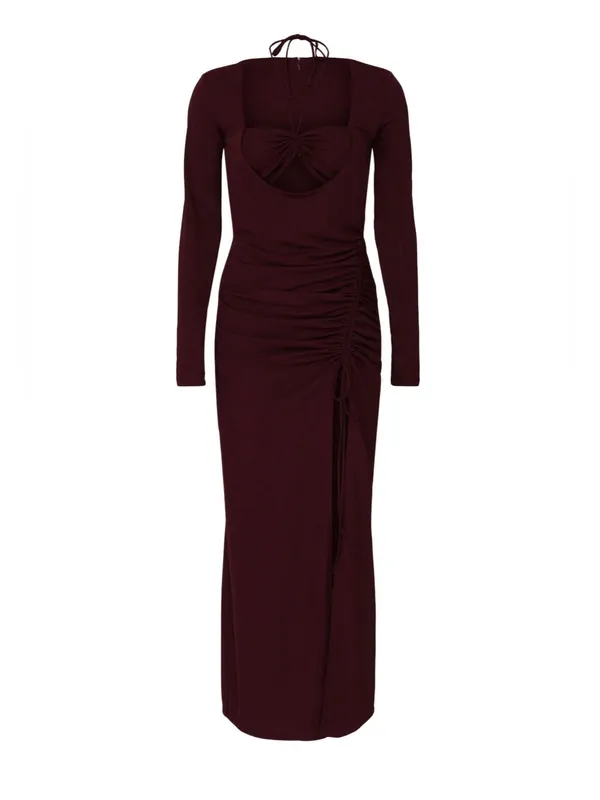 Nicholas Noel Gown Plum Burgundy Red Size 8 - Image 5
