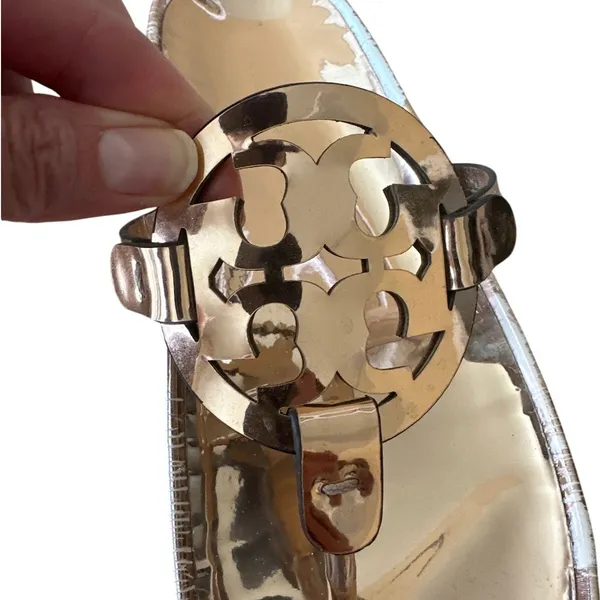 Tory Burch‎ Miller Cloud Sandals Mirrored Metallic Gold Thong Size 10 - Image 10