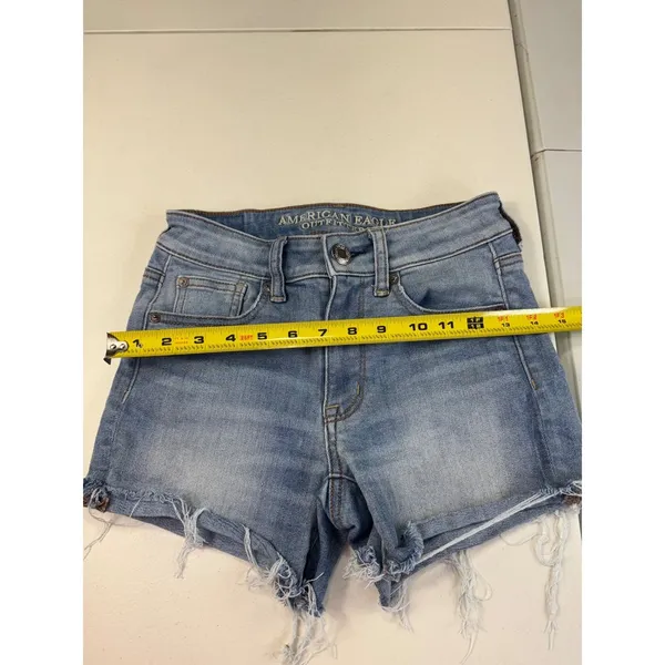 American‎ Eagle Outfitters Denim Shorts Womens Size 0 Light Wash Frayed - Image 5