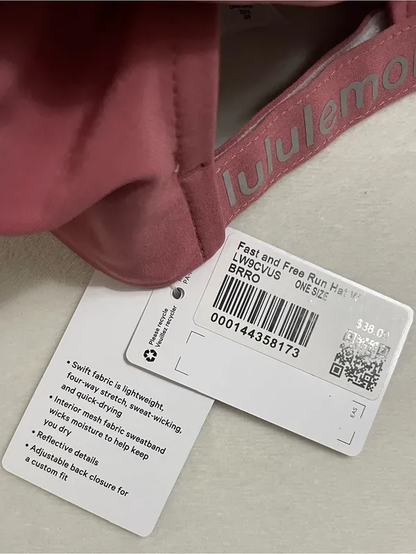 Lululemon NWT Fast & Free Hat Women's Pink Adjustable Baseball Cap Wordmark - Image 9