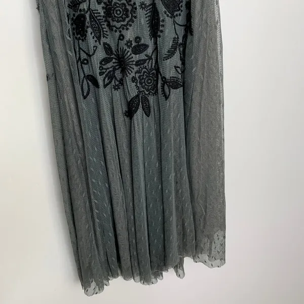 BIYA Darya Mesh Grey Embroidered Dress Womens XS Johnny Was - Image 4