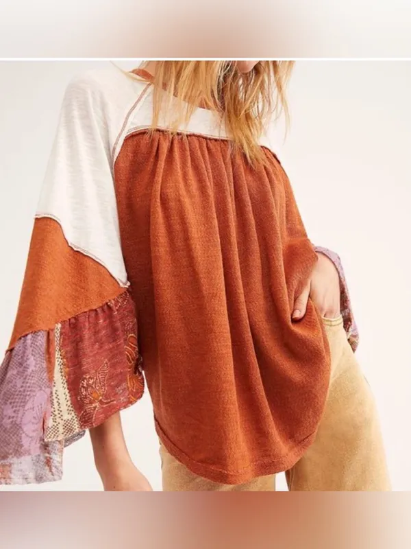 We the Free People Friday Fever patchwork top small oversized - Image 2
