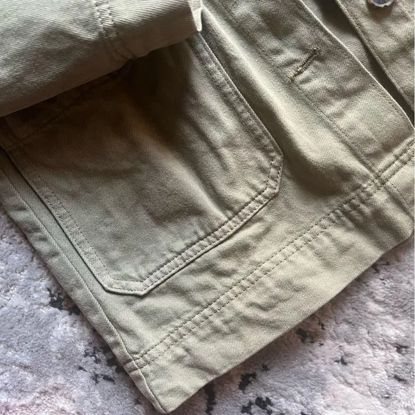 &Denim Army Green Denim Utility Jacket - Image 7
