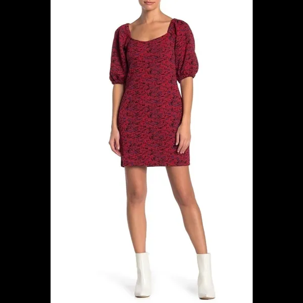 Free People Red Sunset Puff Sleeve Mini Dress - Image 9