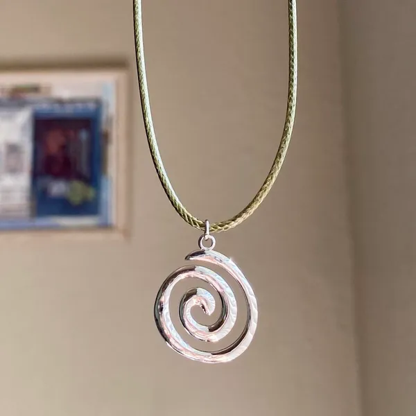 Handmade stainless steel spiral swirl uzumaki funky boho grunge style necklace🌀 - Image 3