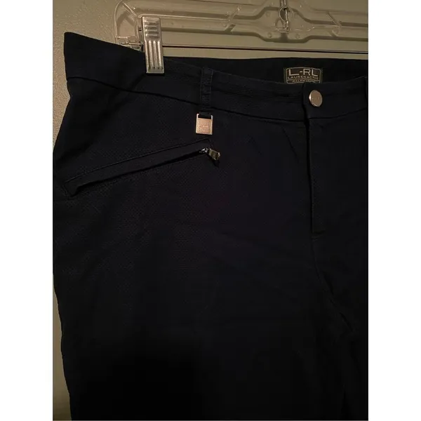 L-RL Ralph Lauren Active Navy Blue Cropped Capri Pants Size 10 - Image 3
