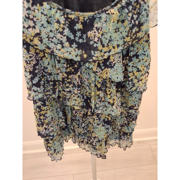 APT. 9 Sleeveless Multilayer Lined Ruffled Blue Floral Size M Women Blouse - Image 6