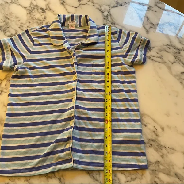 NWOT J Crew Women’s 100% Cotton Striped Pajama Top blue purple Sz XS - Image 7