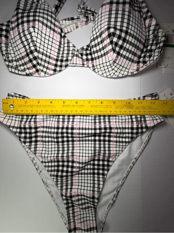 Salt + Cove Black & Pink Plaid Underwire Bikini Set - Image 3